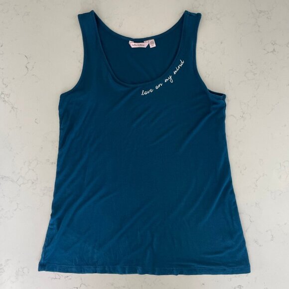 la Vie en Rose 2 Piece Pajama Set Rayon Blend Blue White Grey Peach Sz S & XS - Picture 6 of 13